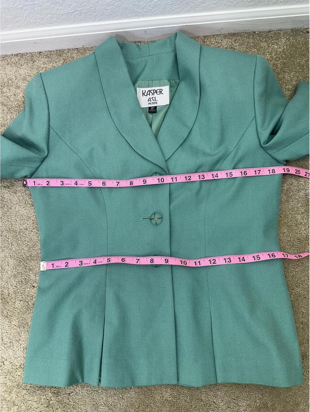 Women’s Sz 8P Kasper ASL Jade Green Pencil Skirt Suit Tailored Fit Box Pleats - Picture 7 of 7